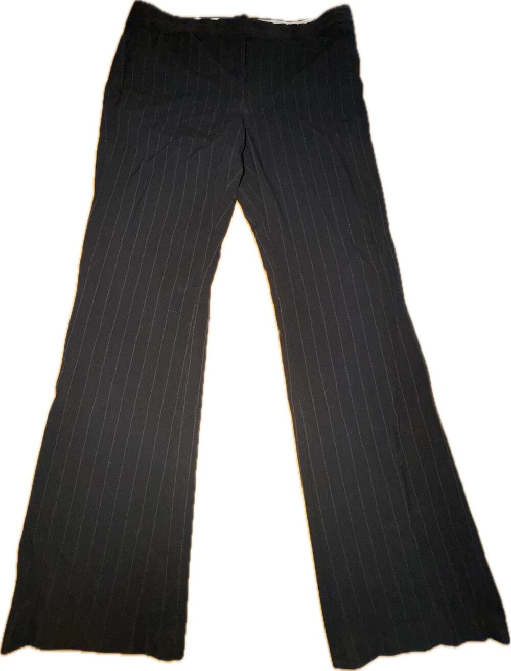 Norma Kamali Dress Pants Womens Size 10 Black Gray Pinstripe Stretch